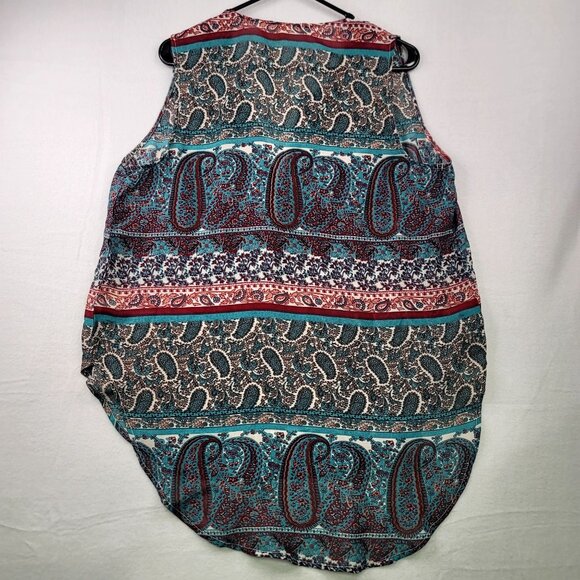 Live 4 Truth 2X Paisley Sleeveless High Low Scheer Top Metal Detail Boho India - Picture 5 of 10